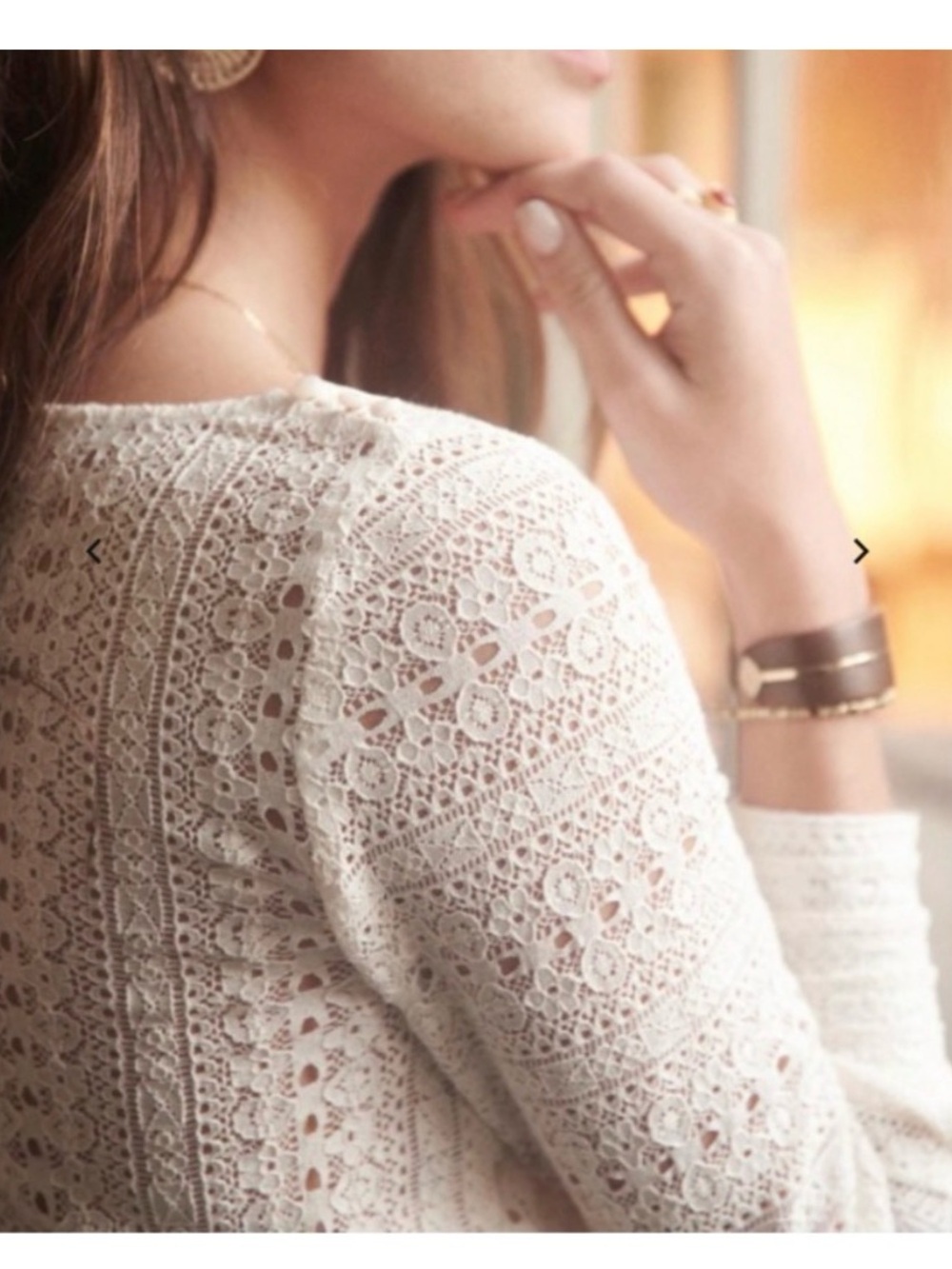 Sezane Marta Crochet Lace Long Sleeve Top - Picture 3 of 8